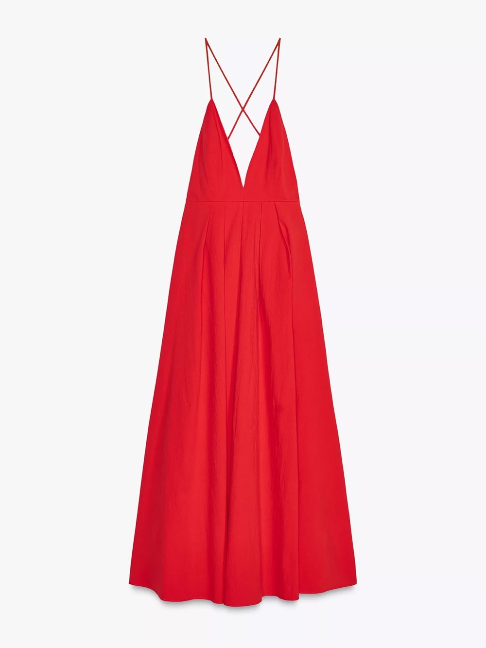 Zara Red Strappy V-Neck Maxi Dress - Picture 2 of 5